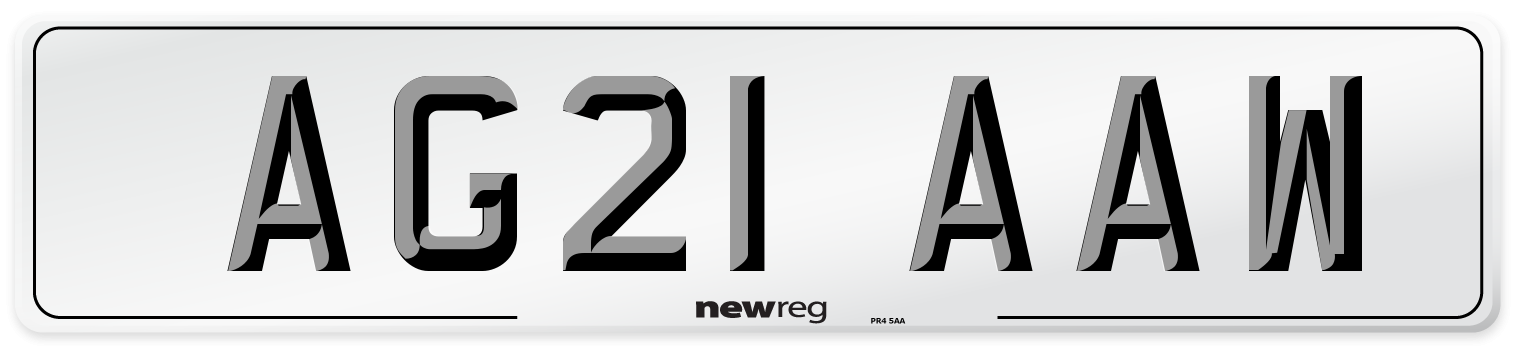 AG21 AAW Number Plate from New Reg